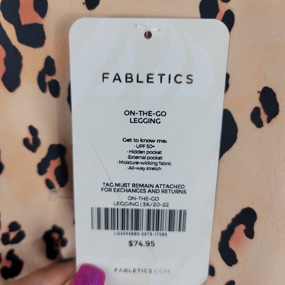 Fabletics On The Go Leggings Athletic Workout Hiking Animal Print 3X 20-22 NWT - Picture 6 of 8